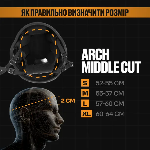 4 - Шолом кевларовий ARCH Middle Cut. ТМ Combatant. Койот. Розмір S