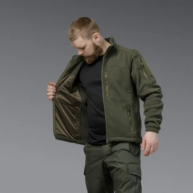 6 - Флісова тактична кофта на блискавці. Олива. Polyester. Розмір M