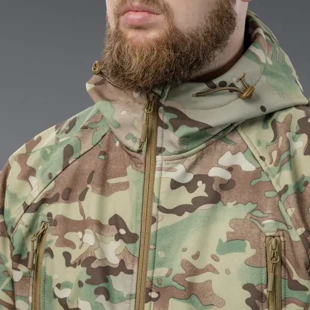 9 - Куртка тактична SoftShell APEX Flex. Осінь-Весна Мультикам. Розмір XL