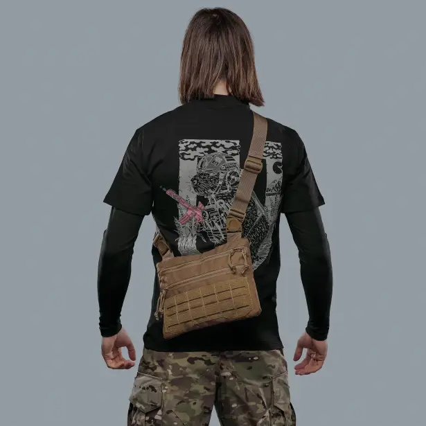 2 - Плечевая однолямочная сумка. Увеличенная. Cordura 1000D Койот