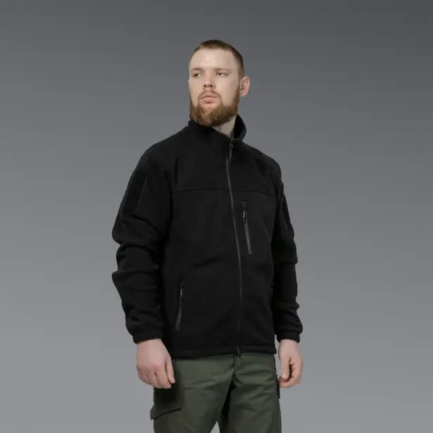5 - Флісова тактична кофта на блискавці. Чорна. Polyester. Розмір XL