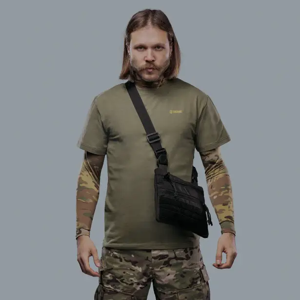 4 - Плечевая однолямочная сумка. Увеличенная. Cordura 1000D Черная