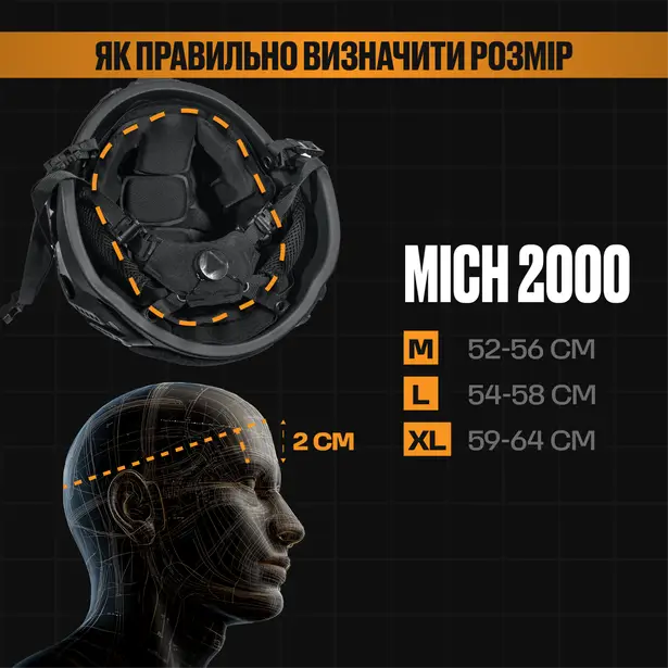 4 - Шолом тактичний MICH 2000 Балістичний NIJ IIIA. Чорний. Розмір M