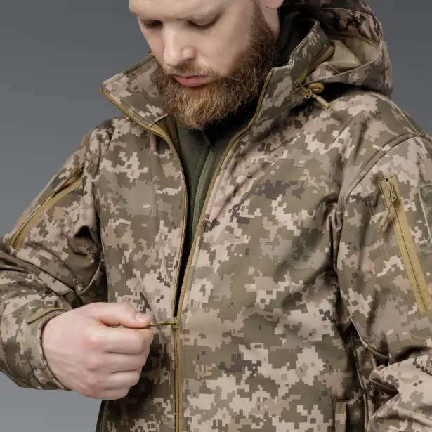 10 - Куртка тактична SoftShell APEX Shield Storm. Осінь-Весна Піксель. Розмір S