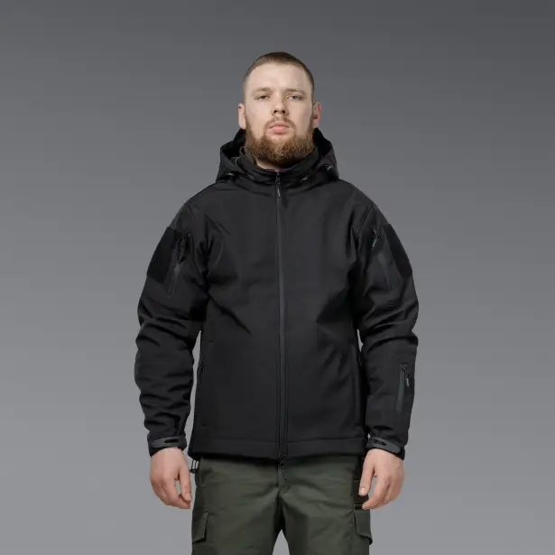 2 - Куртка тактическая SoftShell APEX Shield Storm. Осень-Весна Черный. Размер S