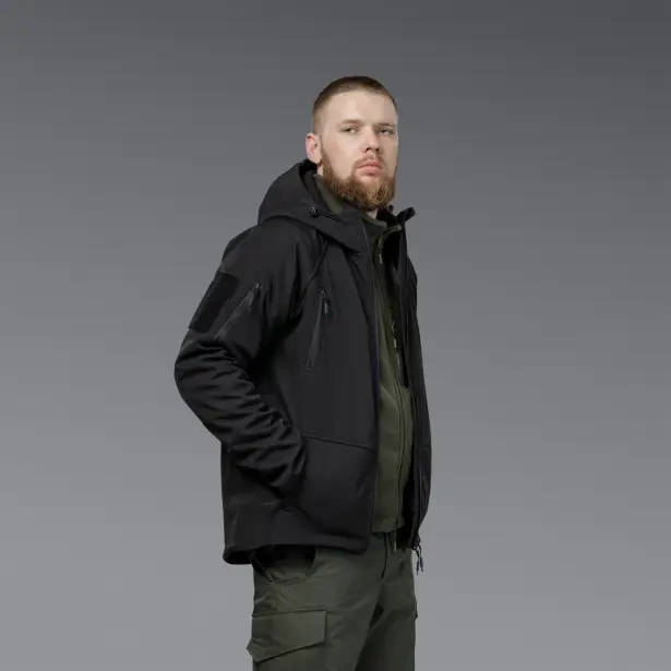 5 - Куртка тактична SoftShell APEX Flex. Осінь-Весна Чорний. Розмір M