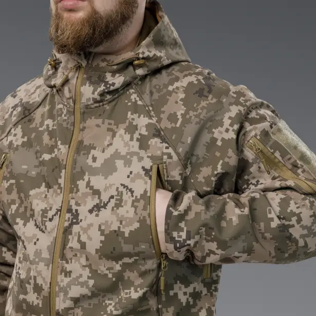 11 - Куртка тактична SoftShell APEX Flex. Осінь-Весна Піксель. Розмір S
