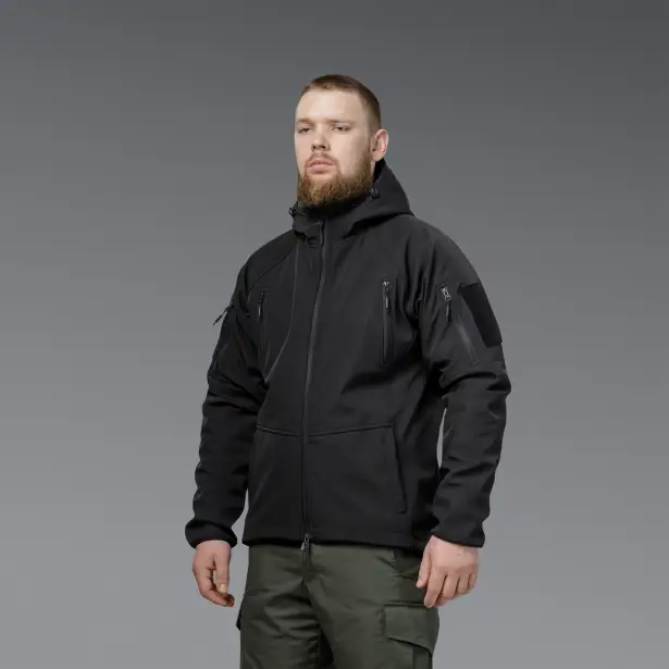 2 - Куртка тактична SoftShell APEX Flex. Осінь-Весна Чорний. Розмір M