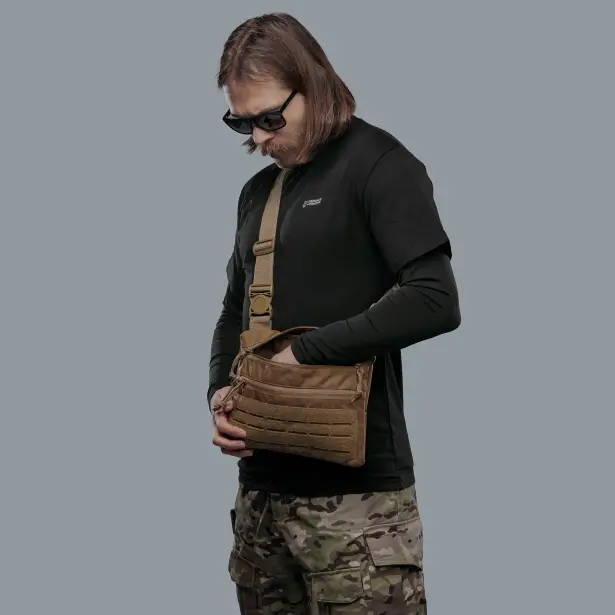 3 - Плечевая однолямочная сумка. Увеличенная. Cordura 1000D Койот