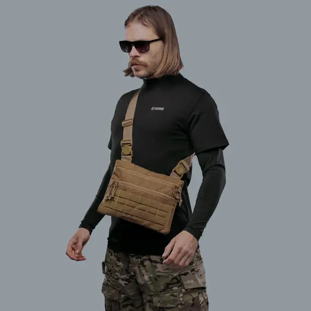 1 - Плечевая однолямочная сумка. Увеличенная. Cordura 1000D Койот