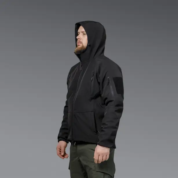 6 - Куртка тактична SoftShell APEX Flex. Осінь-Весна Чорний. Розмір M