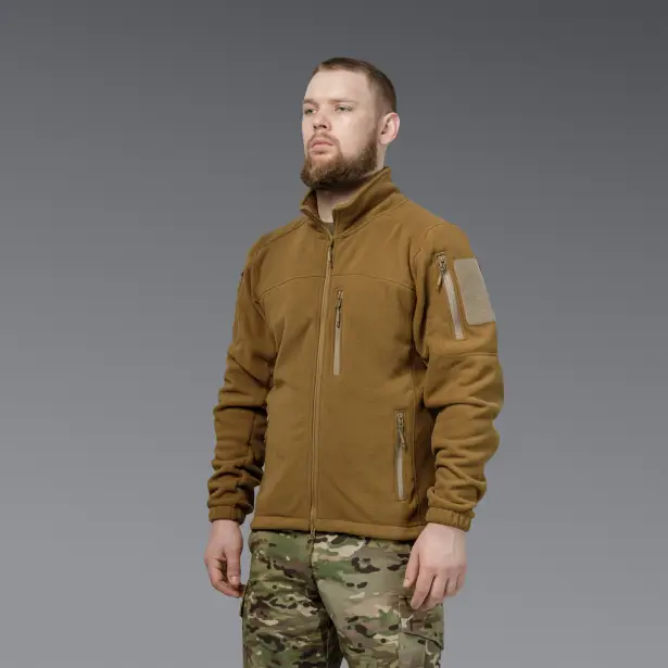 2 - Флісова тактична кофта на блискавці. Койот. Polyester. Розмір XL