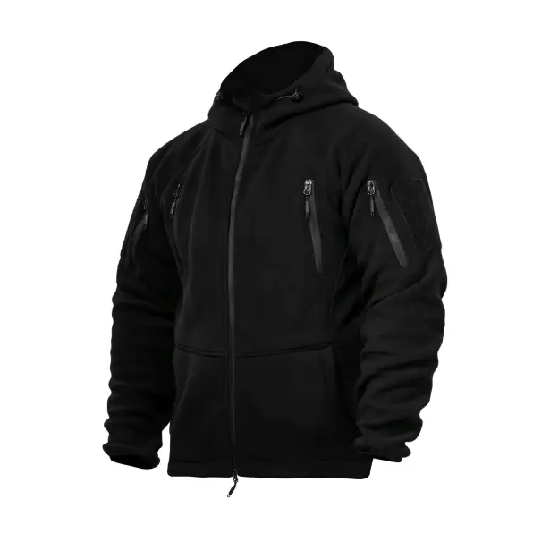 1 - Флісова тактична кофта з капюшоном. Чорна. Polyester. Розмір XL