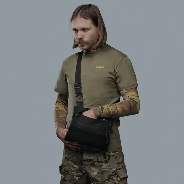 3 - Плечевая однолямочная сумка. Увеличенная. Cordura 1000D Черная