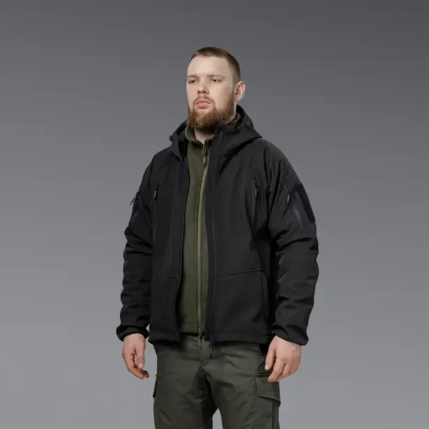 4 - Куртка тактична SoftShell APEX Flex. Осінь-Весна Чорний. Розмір M