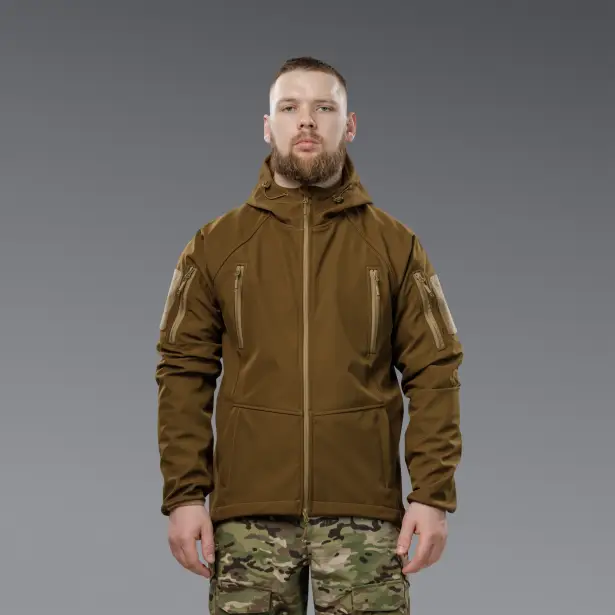 7 - Куртка тактическая SoftShell APEX Flex. Осень-Весна Койот. Размер S