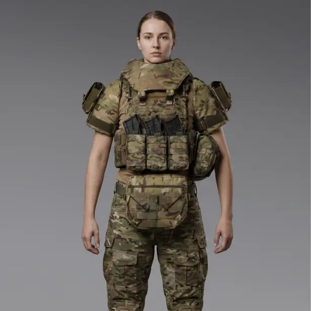 5 - Плитоноска жіноча Warmor gen.3 FL MAX (for Ladies) (без плит). З максимальним набором підсумків, захистом шиї та плечей по 1 класу ДСТУ. Мультикам.