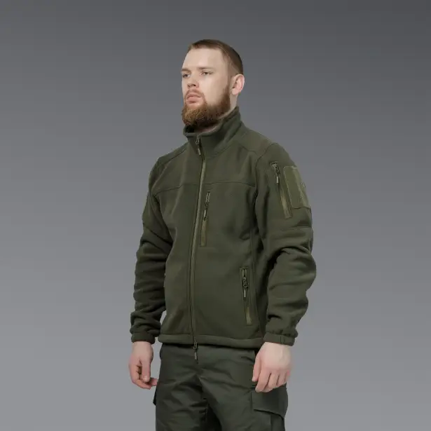 2 - Флісова тактична кофта на блискавці. Олива. Polyester. Розмір M