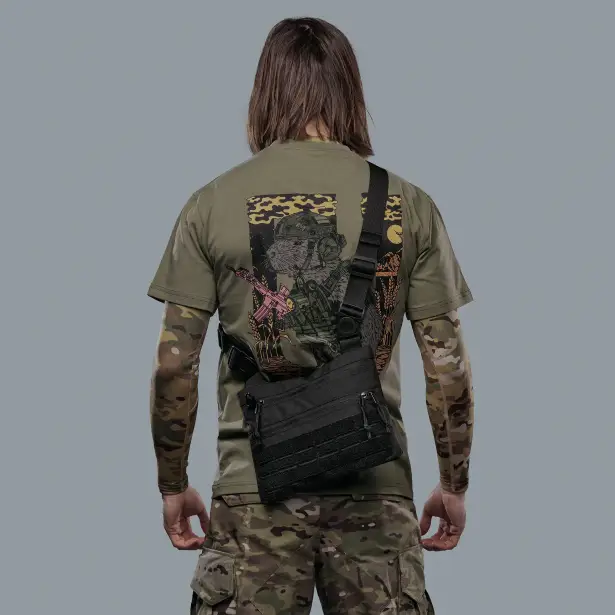 2 - Плечевая однолямочная сумка. Увеличенная. Cordura 1000D Черная