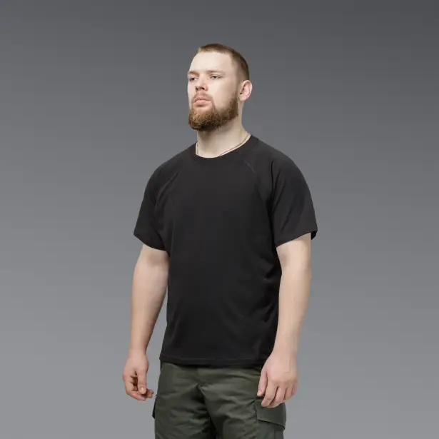 2 - Футболка Urban Cotton. Хлопок/эластан. Черная. Размер L