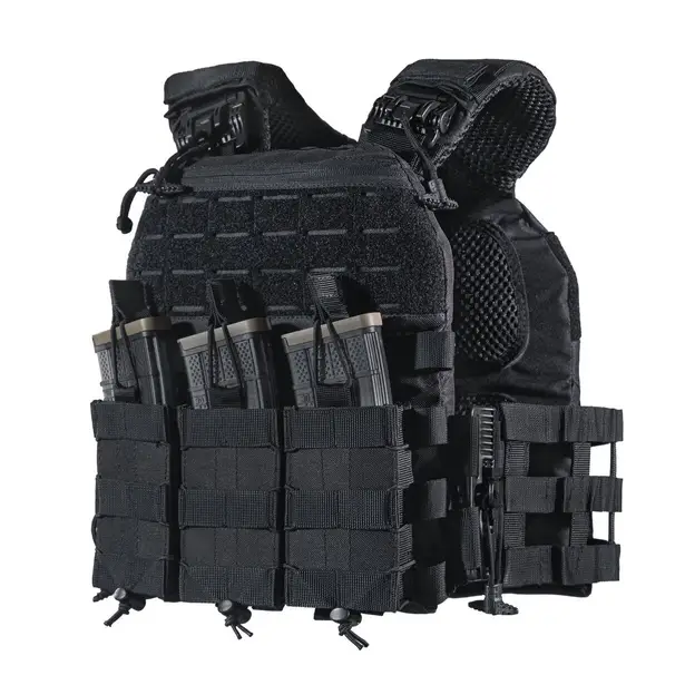 1 - Плитоноска TUR PRO Скелетон, 3 подсумка для AK/AR с системой быстрого сброса. Molle. Цвет Черный.
