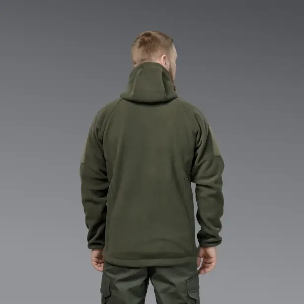3 - Флисовая тактическая кофта с капюшоном. Олива. Polyester. Размер L