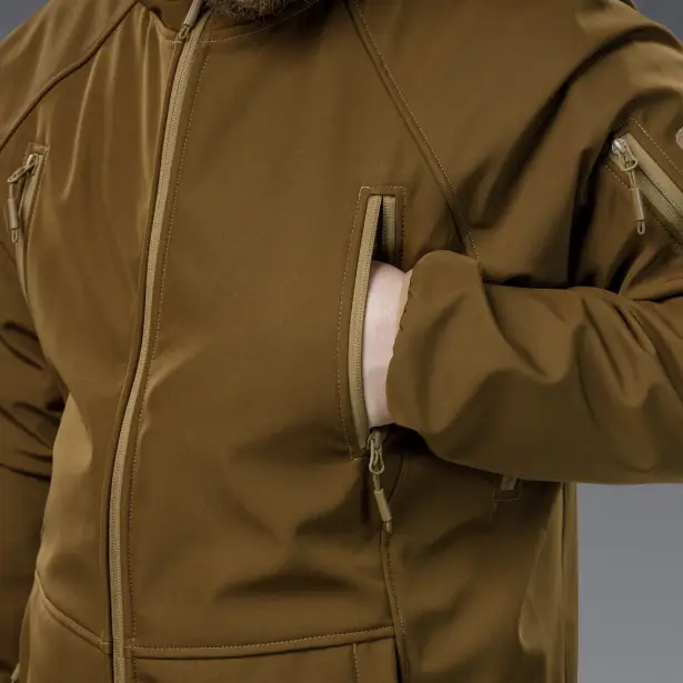 12 - Куртка тактическая SoftShell APEX Flex. Осень-Весна Койот. Размер S