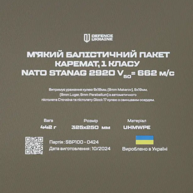 4 - Балістичний пакет 1 класу захисту в килимок для сидіння. Розмір 325×250 мм