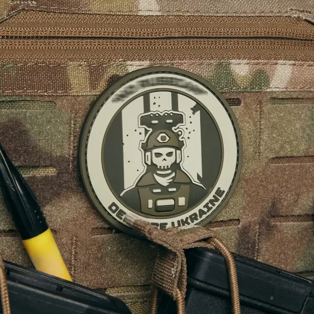 4 - ПВХ Патч (шеврон) GHOST DEFENCE UKRAINE. Олива