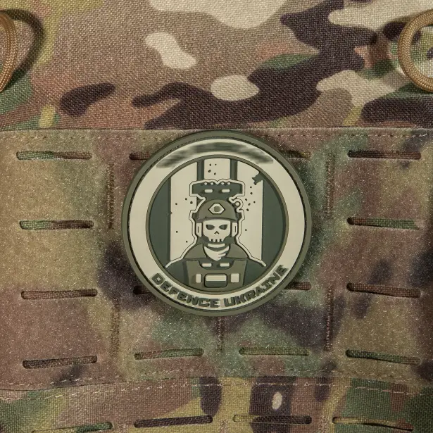 3 - ПВХ Патч (шеврон) GHOST DEFENCE UKRAINE. Олива