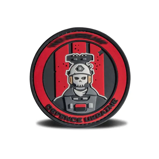 1 - ПВХ Патч (шеврон) «GHOST» DEFENCE UKRAINE. Красный