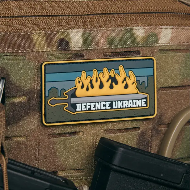 3 - ПВХ Патч (шеврон) “Вогнем-Мечем” DEFENCE UKRAINE