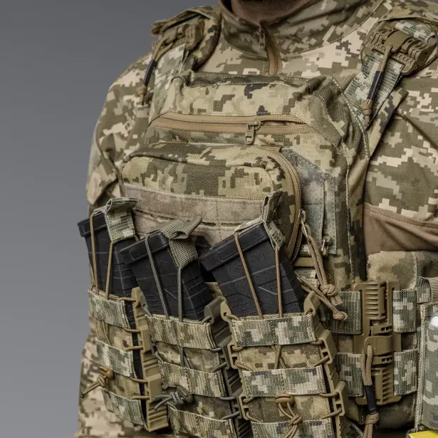 5 - Одинарный пластиковый подсумок под магазины AK\AR. Cordura 1000D. Molle. Пиксель