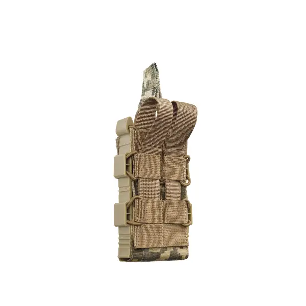 8 - Одинарный пластиковый подсумок под магазины AK\AR. Cordura 1000D. Molle. Пиксель