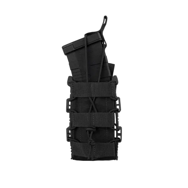 6 - Одинарный пластиковый подсумок под магазины AK\AR. Cordura 1000D. Molle. Черный