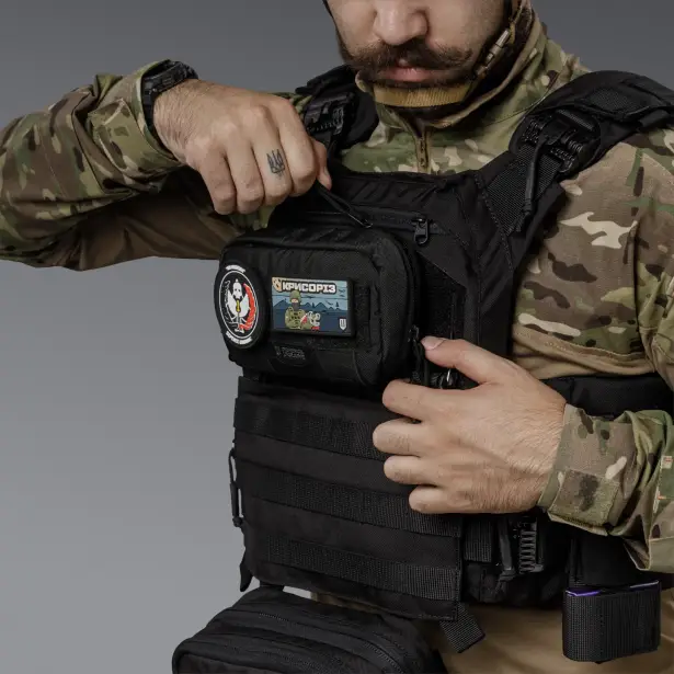 6 - Нагрудный админ-подсумок. MOLLE. Тактический подсумок. Черный