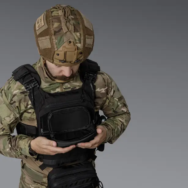 7 - Нагрудный админ-подсумок. MOLLE. Тактический подсумок. Черный