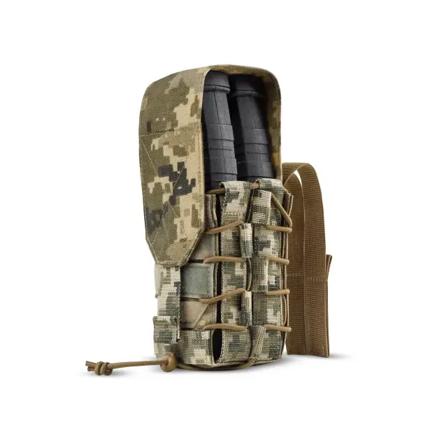 1 - Двойной закрытый подсумок под магазины AK\AR. Cordura 1000D. Molle. Пиксель