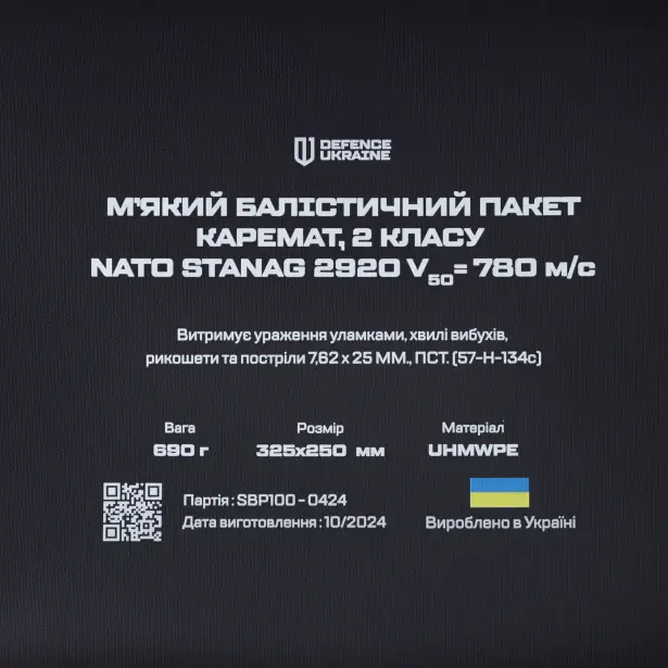 4 - Балістичний пакет 2 класу захисту в килимок для сидіння. Розмір 325×250 мм