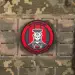 3 - ПВХ Патч (шеврон) «GHOST» DEFENCE UKRAINE. Красный
