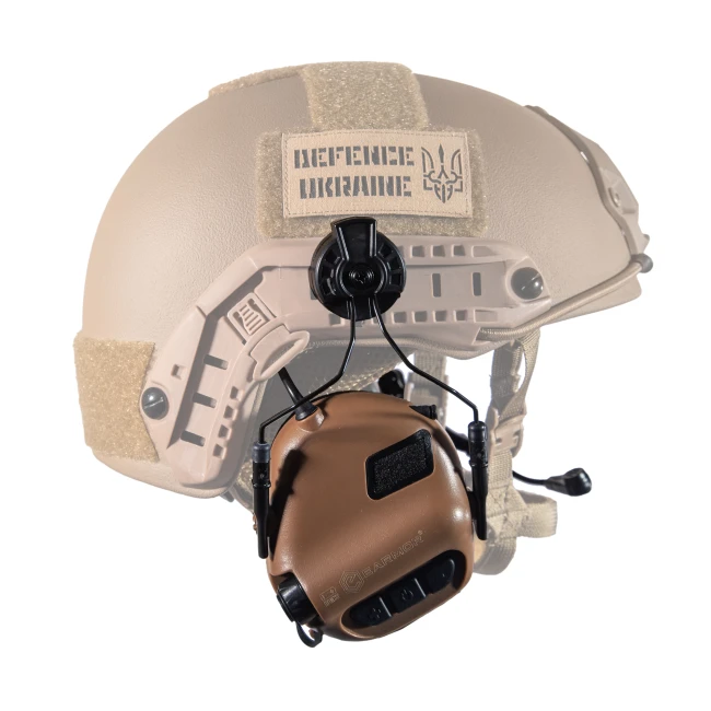 Активні тактичні навушники з мікрофоном Earmor M32H MOD3 Helmet Version КойотФото №3