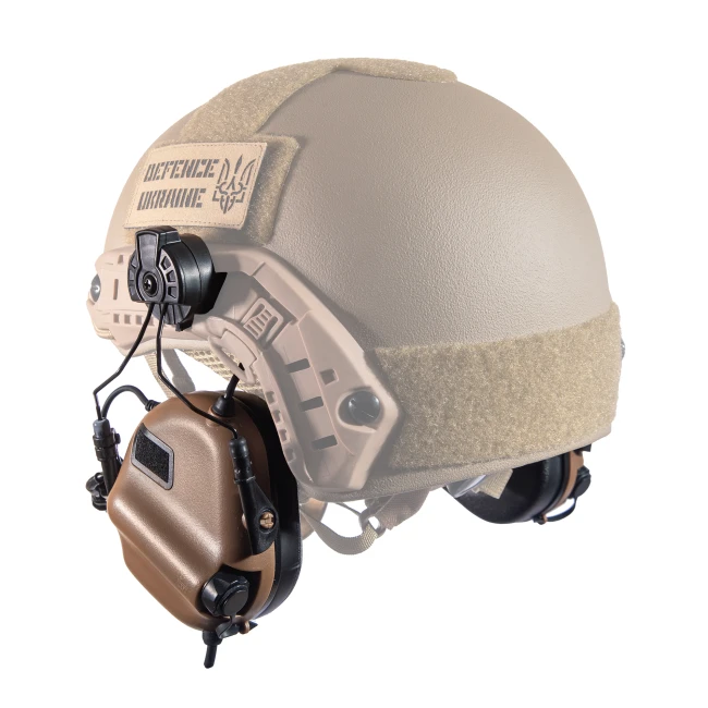 Активні тактичні навушники з мікрофоном Earmor M32H MOD3 Helmet Version КойотФото №5