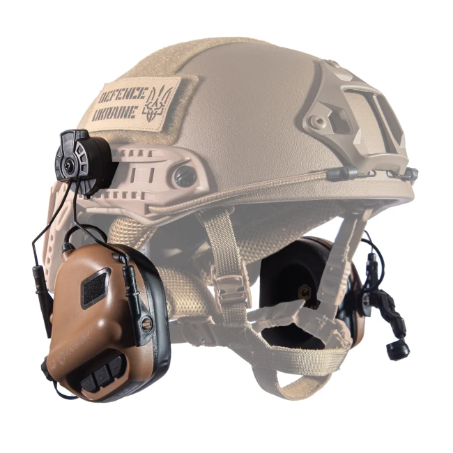 Активні тактичні навушники з мікрофоном Earmor M32H MOD3 Helmet Version КойотФото №2