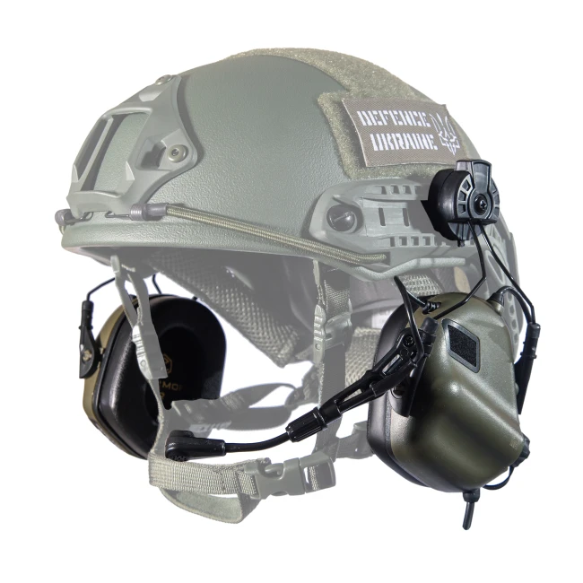 Активні тактичні навушники з мікрофоном Earmor M32H MOD3 Helmet Version ОливаФото №0