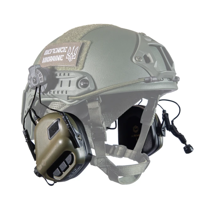 Активні тактичні навушники з мікрофоном Earmor M32H MOD3 Helmet Version ОливаФото №2