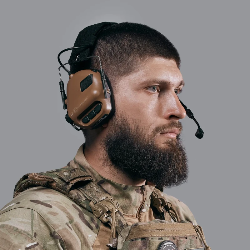 Активні тактичні навушники з мікрофоном Earmor M32 MOD3 Helmet Version КойотФото №4