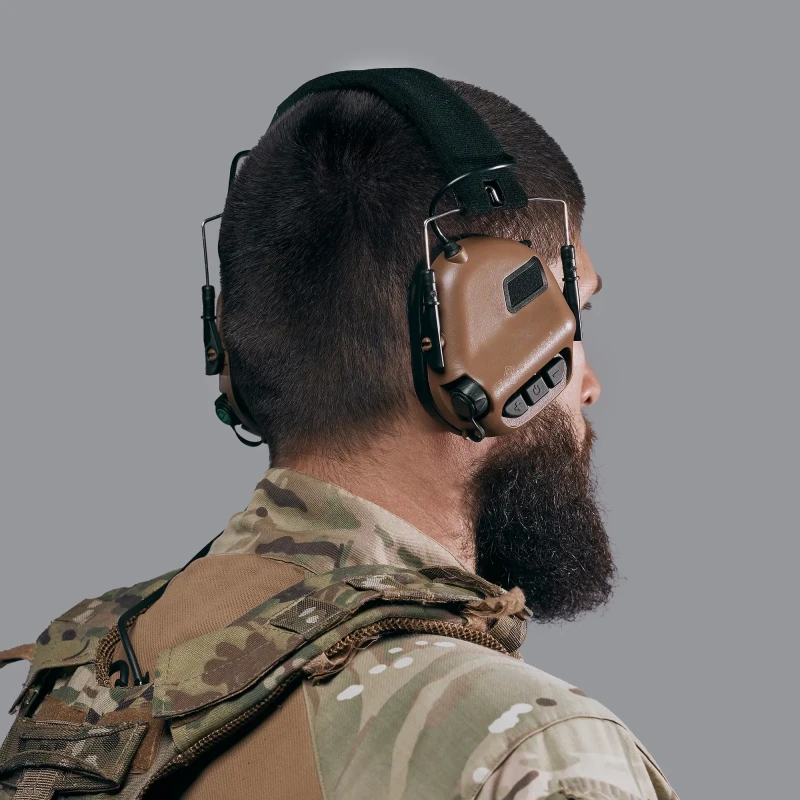 Активні тактичні навушники з мікрофоном Earmor M32 MOD3 Helmet Version КойотФото №5