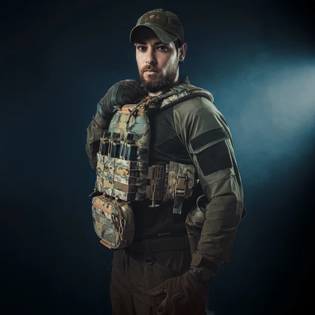 Плитоноска TUR PRO з системою швидкого скидання. Molle. 3 підсумки для AK/AR. Колір Мультикам.Фото №8