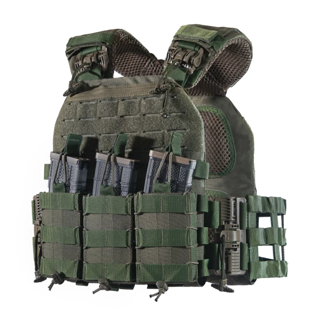 Плитоноска TUR PRO з системою швидкого скидання. Molle. 3 підсумки для AK/AR. Колір Олива.Фото №0