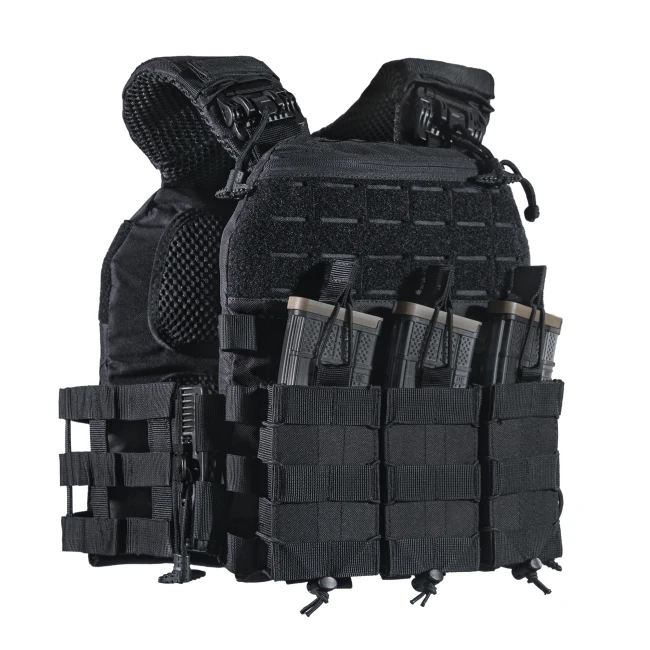 Плитоноска TUR PRO з системою швидкого скидання. Molle. 3 підсумки для AK/AR. Колір Чорний.Фото №5